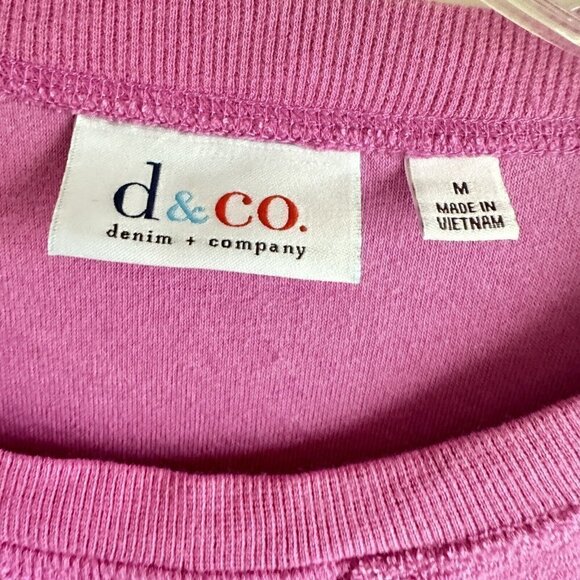 Denim and Company Womens Pink French Terry Sweatshirt Tunic 3/4 Sleeve Medium - Picture 4 of 7